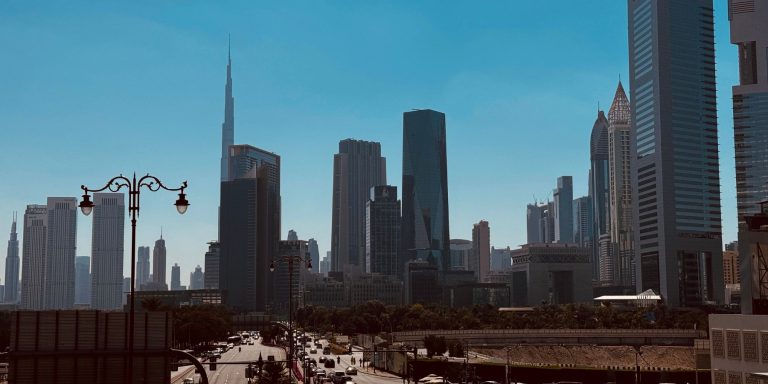 Dubai financial district skyline with Burj Khalifa, DIFC and Emirates Towers, the city BCG ranks 5th in the world for economic opportunities
