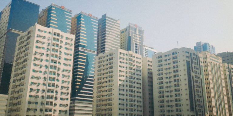 Apartment towers in Sharjah, the emirate where Aldar made its first property investment with the Aljada deal